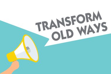 Kavramsal el dönüştürmek eski yöntemler gösterilen yazma. İş fotoğraf metni yeni yöntemleri alternatifleri yeni çözüm sembolü endişe verici hoparlör sinyal göstergesi uyarı duyuru ile Değiştir