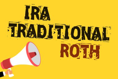Geleneksel IRA Roth yazma el yazısı metin. Kavram anlamı her iki durumdaki indirilemeyen vergi ve federal çok satırlı metin Hakları Kurulu hatırlama güvence genel mesaj sarı yüzey