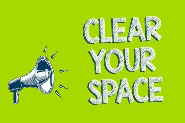 Your alan gösterilen Not yazma. Temiz ofis stüdyo alanı vitrine iş fotoğraf yapmak boş yenileme yeniden düzenleme resmi iletmek mesaj hoparlör alarm duyuru yeşil arka plan