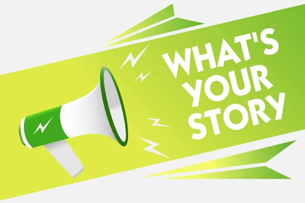 Texto Escrita Palavras What Your Story Conceito Negócio Para Perguntar — Fotografia de Stock