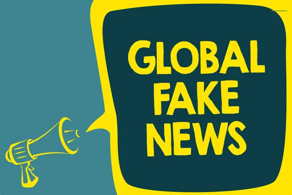 Escritura Mano Conceptual Que Muestra Global Fake News Foto Negocios — Foto de Stock