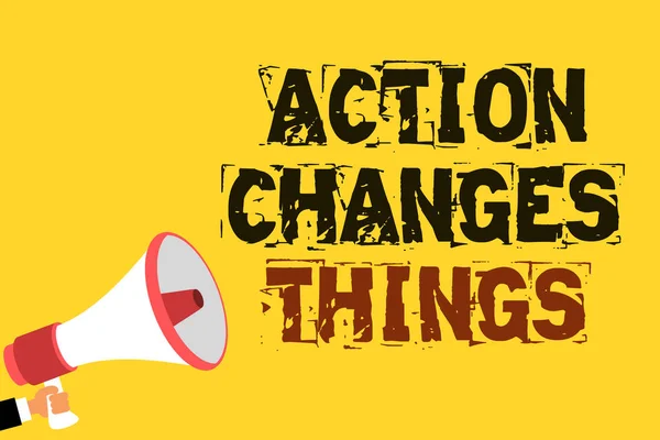 Caligrafia Que Escreve Texto Action Changes Things Conceito Que Significa — Fotografia de Stock