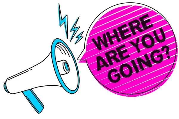 Nereye gidiyorsun soru gösterilen Not yazma. İş birisi için ses hoparlör nereye gittiğini soran fotoğraf vitrine iletileri sosyal ağ fikirler beyan duyuru yapmak