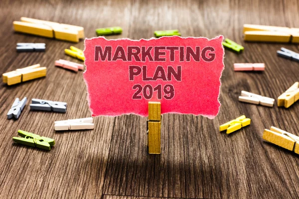 Konceptuální Ručně Psaného Textu Zobrazeno Marketingový Plán 2019 Obchodní Plán — Stock fotografie