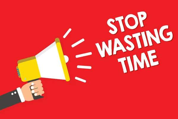 Tulisan Tangan Menulis Stop Wasting Time Konsep Yang Berarti Pengorganisasian — Stok Foto