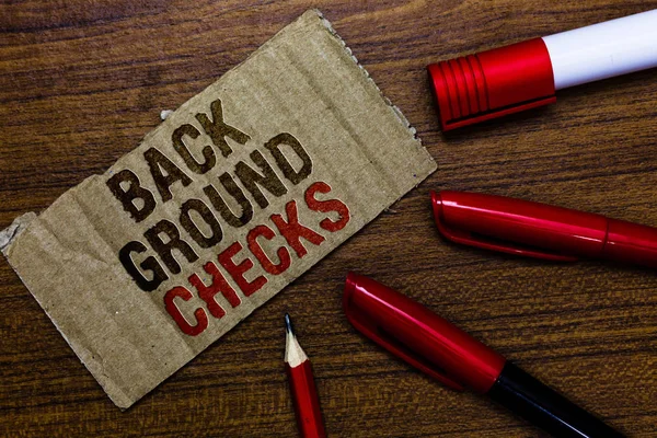 Texto Escritura Palabras Back Ground Checks Concepto Negocio Para Buscar — Foto de Stock