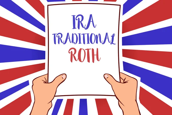 概念手写显示 Ira 传统罗斯 商业照片展示是免税的两个州和联邦白皮书手写线文本蓝色红色波浪图案 — 图库照片