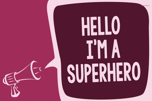 Teks Tulisan Kata Hello Superhero Konsep Bisnis Untuk Percaya Pada — Stok Foto