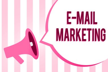 Kavramsal el E posta pazarlama gösterilen yazma. İş fotoğraf vitrine E-ticaret reklam Online satış haber bültenleri promosyon ses hoparlör tasarım fikirlerini çok satırlı metin mesajları iletmek