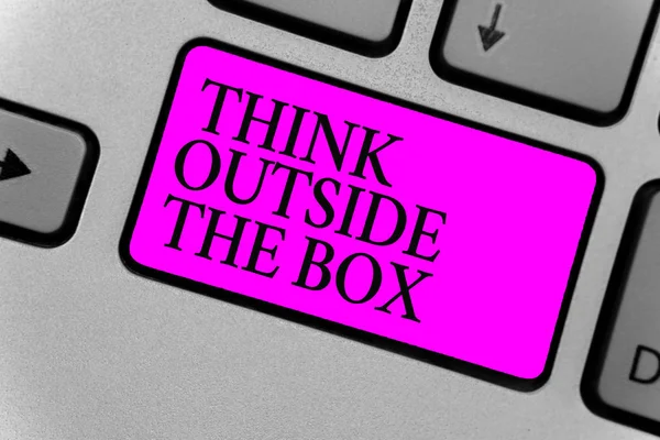 Handwriting text writing Think Outside The Box. Concept meaning Be unique different ideas bring brainstorming Computer program input software keyboard symbol button typing office work