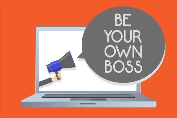 Uwaga Pisanie Wyświetlono Your Own Boss Biznesowe Zdjęcie Prezentujący Przedsiębiorczości — Zdjęcie stockowe