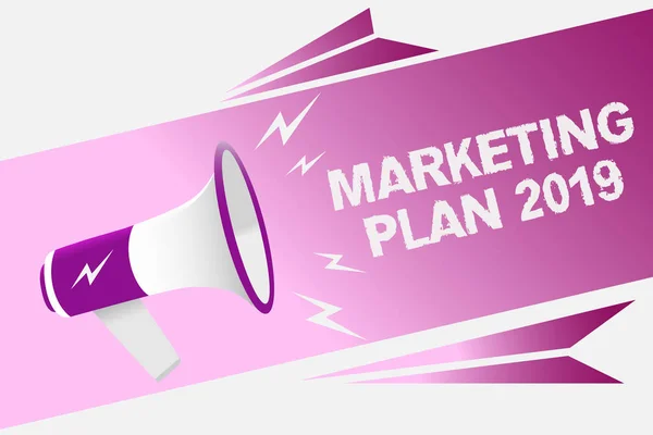 Zápis Poznámky Zobrazuje Marketingový Plán 2019 Obchodní Fotografie Představí Plán — Stock fotografie