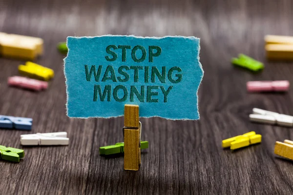 Text Sign Showing Stop Wasting Money Conceptual Photo Organizing Management — Stock Photo, Image