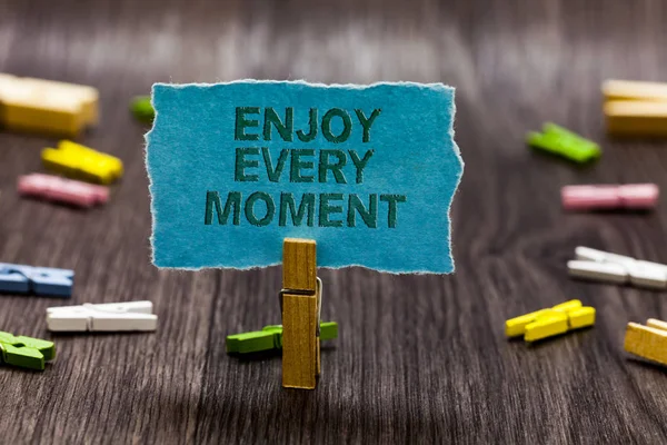 Text Sign Showing Enjoy Every Moment Conceptual Photo Being Pleased — Stock Photo, Image