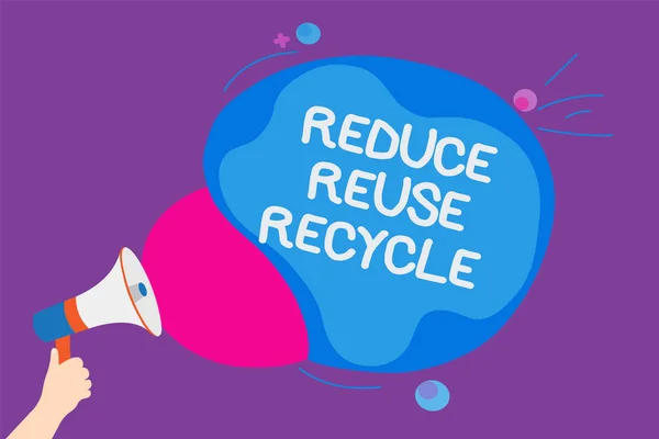 Nota Escritura Que Muestra Reducir Reciclaje Reutilización Las Formas Mostrar — Foto de Stock