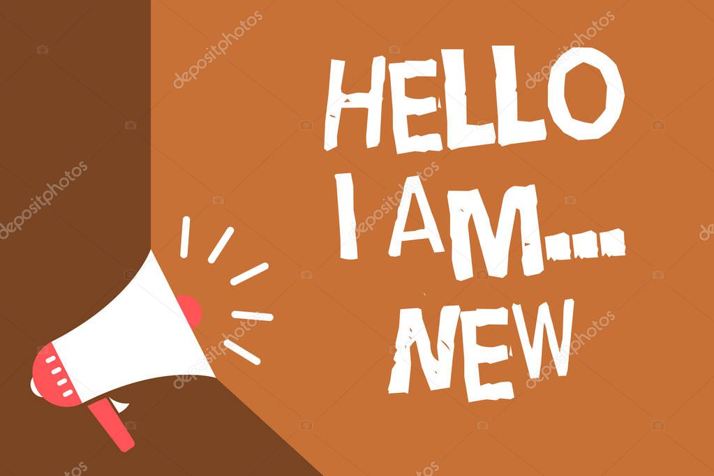 Writing note showing Hello I Am... New. Business photo showcasing Introduce yourself Meeting Greeting Work Fresh worker School News flash burning issue social network messages speaker convey idea