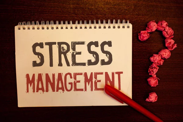 Kézírás Szöveg Stressz Kezelése Koncepció Azaz Meditációs Terápia Relaxációs Pozitivitás — Stock Fotó