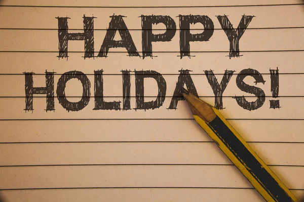 Zápis Poznámky Ukazující Happy Holidays Motivační Volání Obchodní Fotografie Představí — Stock fotografie