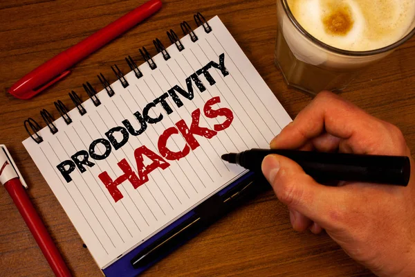 Word Writing Text Productivity Hacks Business Concept Hacking Solution Method — Stock Photo, Image