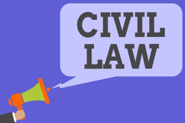 Medeni hukuk gösterilen Not yazma. Hukuk vitrine iş fotoğraf topluluk adam tutun üyeleri arasında özel ilişkiler megafon hoparlör bilgisayar ekranında konuşma balonu konuşmaya ilgili