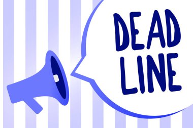 Word metin yazma ölü çizgi. Hangi bir şey için bitirilmesi gereken veya megafon hoparlör yüksek sesle çığlık çığlık fikir konuşmak konuşma balonu başarılı süre için iş kavramı