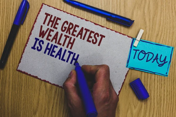 Kavramsal Büyük Zenginlik Sağlık Olduğunu Gösteren Yazma Günlerde Ödül Almak — Stok fotoğraf