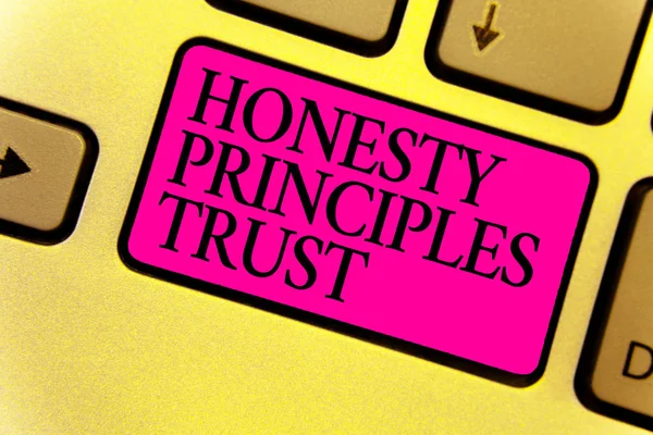 Dürüstlük Ilkeleri Güven Gösterilen Yazma Birisi Kelime Için Mümin Vitrine — Stok fotoğraf