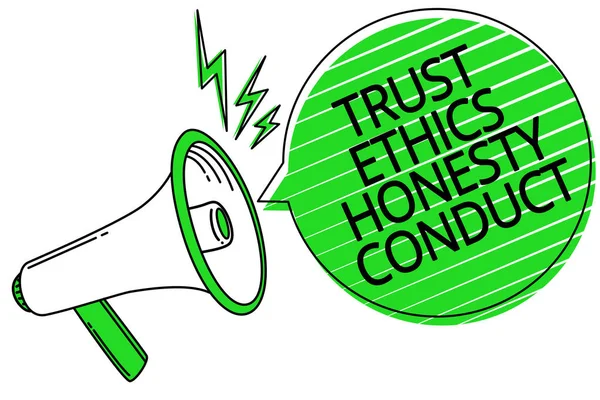 Sinal Texto Mostrando Condução Honestidade Ética Confiança Foto Conceitual Conota — Fotografia de Stock