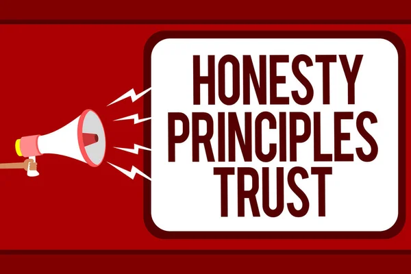 Texto Escrito Palavra Princípios Honestidade Confiança Conceito Negócio Para Acreditar — Fotografia de Stock