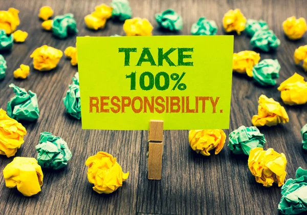 Word Writing Text Take 100 Responsibility Business Concept Responsible List — Stockfoto