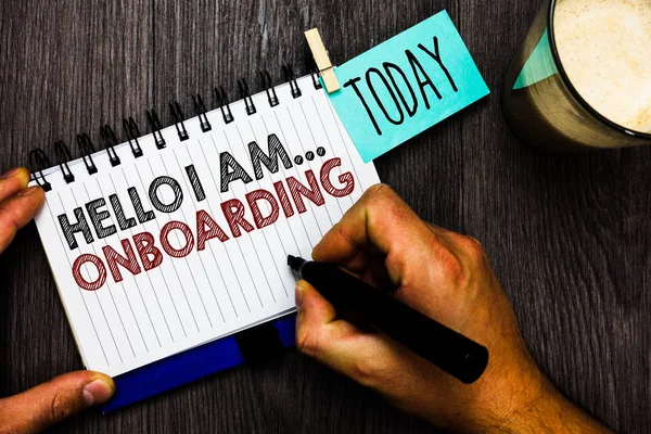 Текст Написания Слов Hello Onboarding Бизнес Концепция Рассказа Человеку Находитесь — стоковое фото