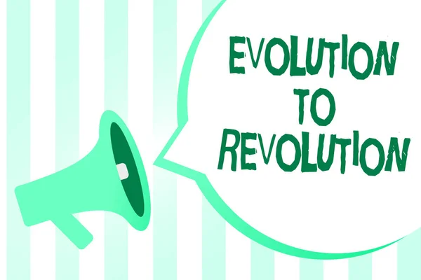 Cartel Texto Que Muestra Evolución Revolución Foto Conceptual Que Adapta — Foto de Stock