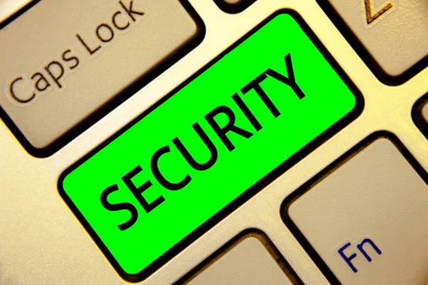 Palabra Escribiendo Texto Seguridad Concepto Negocio Para Estado Sentirse Seguro — Foto de Stock