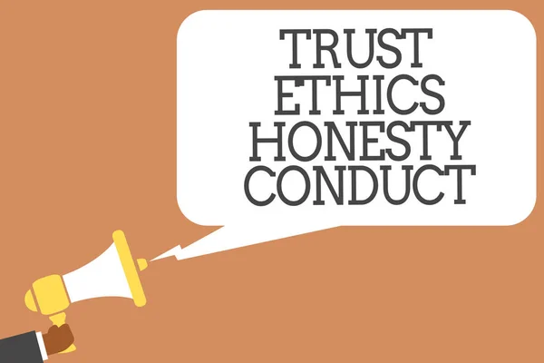 Pisanie Wyświetlono Zaufania Etyki Uczciwość Przeprowadzenia Pojęciowy Ręcznie Biznesowe Zdjęcie — Zdjęcie stockowe