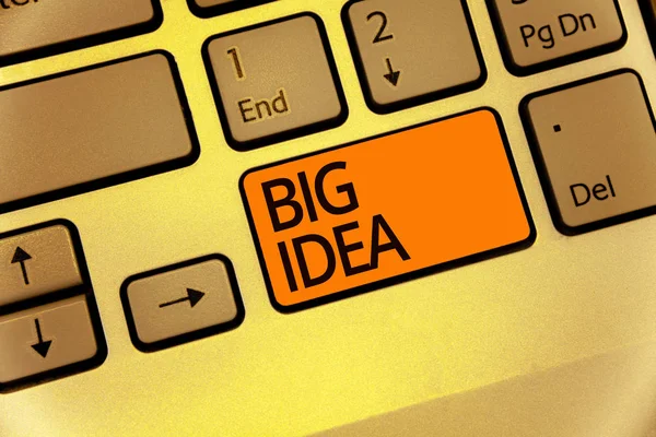 Word writing text Big Idea. Business concept for Having great creative innovation solution or way of thinking Keyboard orange key Intention create computer computing reflection document