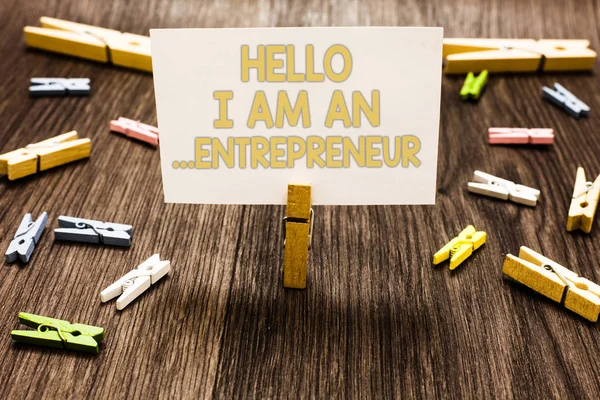 Signo Texto Que Muestra Hello Entrepreneur Persona Foto Conceptual Que — Foto de Stock