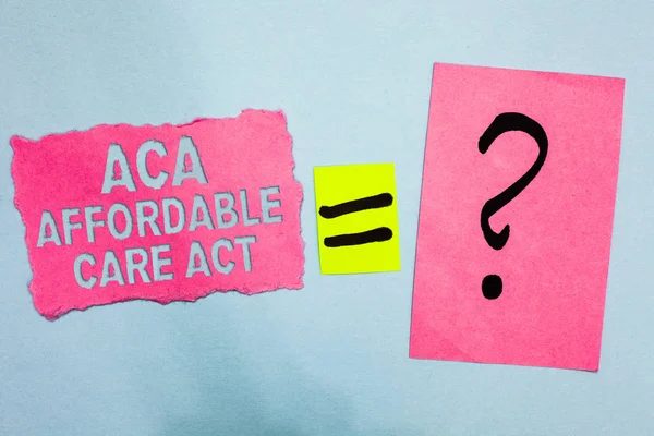 Scrittura Concettuale Mano Che Mostra Aca Affordable Care Act Business — Foto Stock