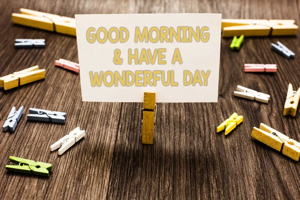 Textschild Das Guten Morgen Zeigt Und Einen Wunderschönen Tag Wünscht — Stockfoto