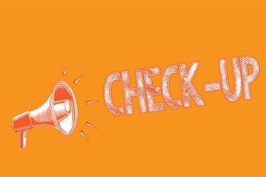 Kontrol kadar gösterilen Not yazma. Çığlık çığlık doktorlar Grunge megafon hoparlör tarafından yapılan fiziksel tıp veya klinik muayene vitrine iş fotoğraf konuşan konuşma konuşmak