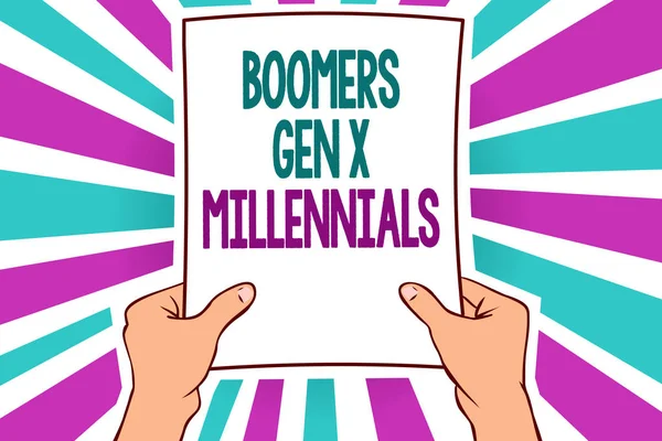 Word Tekst Boomers Gen Millennials Schrijven Business Concept Voor Algemeen — Stockfoto