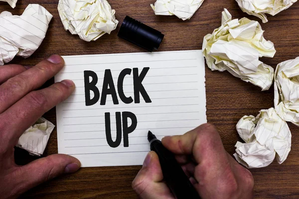 Scrittura Testi Testo Backup Business Concept Salvare Dati Importanti Nel — Foto Stock