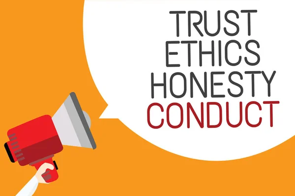 Текстовый Знак Показывающий Честное Поведение Доверительной Этики Концептуальное Фото Означает — стоковое фото