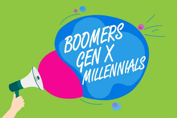 Texte Manuscrit Boomers Gen Millennials Concept Sens Généralement Considéré Comme — Photo