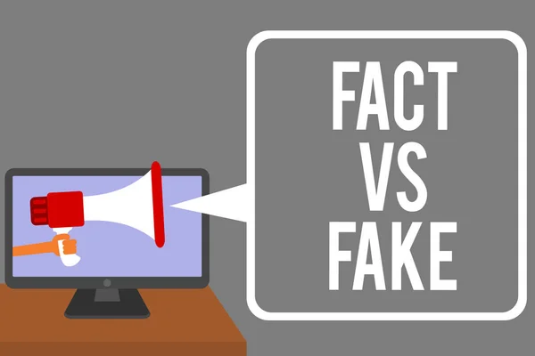 Scrittura Concettuale Mano Che Mostra Fact Fake Foto Affari Mostra — Foto Stock