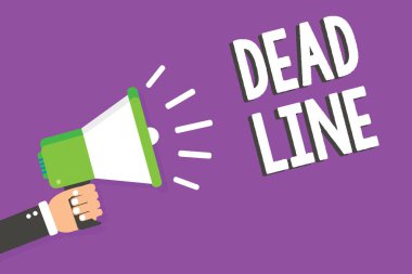 Word metin yazma ölü çizgi. Hangi bir şey için bitirilmesi gereken veya megafon hoparlör yüksek sesle konuşma konuşmak çığlık tutan adam başarılı süre için iş kavramı dinle