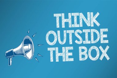 Kavramsal el dışında düşünmek belgili tanımlık kutu gösterilen yazma. İş fotoğraf metin benzersiz olması farklı fikirler getirmek duyuru mesaj iletmek komut dosyası sinyalleri endişe verici hoparlörler beyin fırtınası