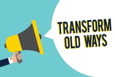 Yazılı metin dönüştürmek eski yöntemler kelime. İş kavramı için yeni yöntemler alternatifleri yeni çözüm ile sinyal göstergesi hoparlör duyuru endişe verici komut dosyası sembol uyarı yerine