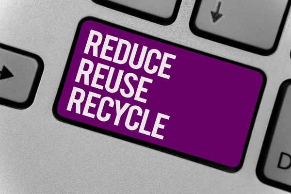 Signo Texto Que Muestra Reducir Reutilizar Reciclar Maneras Fotos Conceptuales — Foto de Stock