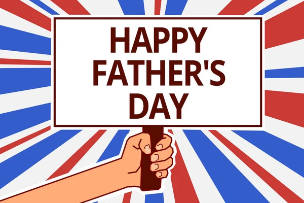 Handwriting text Happy Father s is Day. Concept meaning time of year to celebrate fathers all over the world Paper text capital placards signboards announcement reporting cardboards