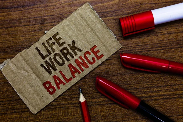 Word writing text Life Work Balance. Business concept for stability person needs between his job and personal time Pen pencil cap board marker pointer text cardboard notice script idea